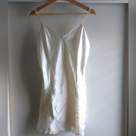 Vintage Victoria's Secret Gold Label Bridal Slip Dress Satin Nightgown L Ivory